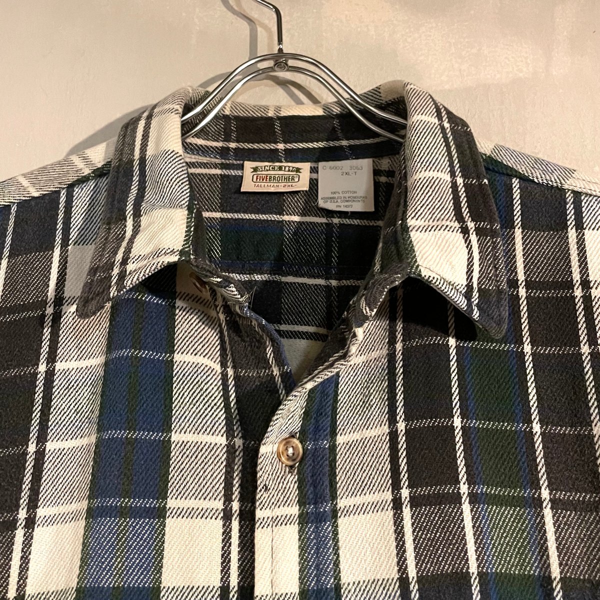 bunta70s FIVE BROTHERファイブブラザー ネルシャツ 70s~80s FIVE BROTHER Check Flannel L/S Shirt 灰黒 L ファイブ