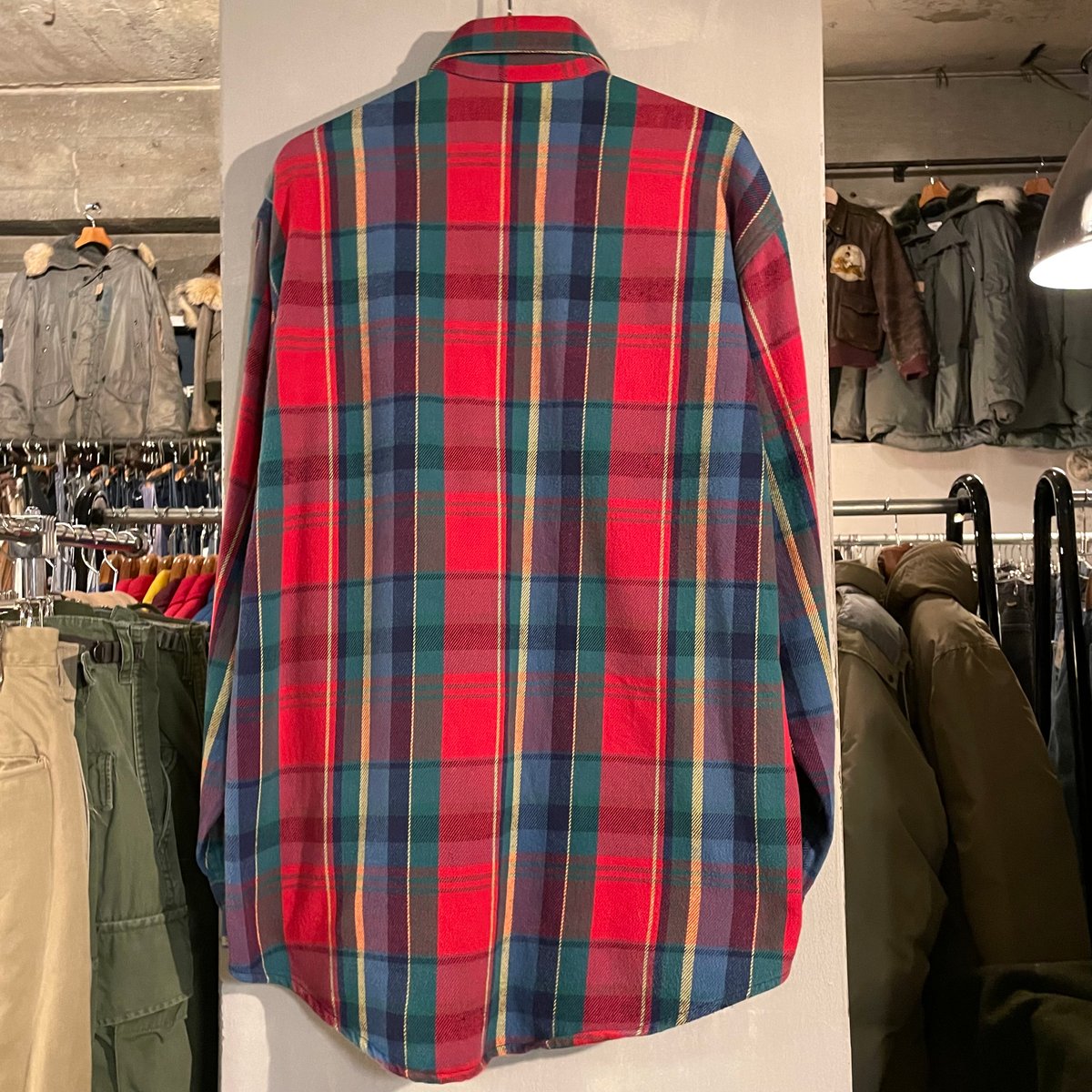 【ST JOHN'S BAY】80s USA製 チェックネルシャツ レッド M 80s ST JOHN'S BAY L/S ネルシャツ USA製 Size L コットンシャツ