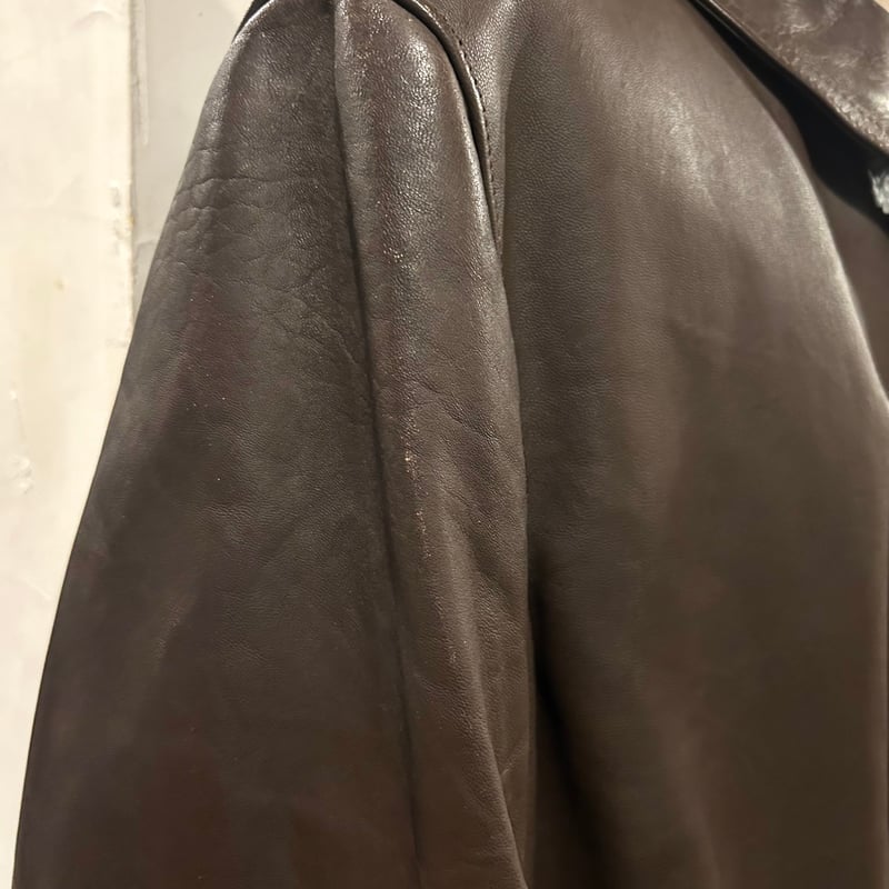 80s - vintage コルビジェジャケット　レザージャケット　革ジャン　茶 名品 フランス ビンテージ GVF レザー コルビジェ ジャケット L