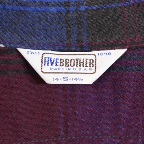 FIVE BROTHER　70s　USA製　ヴィンテージ　ネルシャツ　チェック柄　Ｓサイズ　ファイブブラザー　(Y0089)