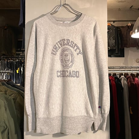 90s　Champion　リバースウィーブ　Reverse Weave　USA製　CHICAGO UNIVERSITY　刺繡タグ　チャンピオン　(S3846)