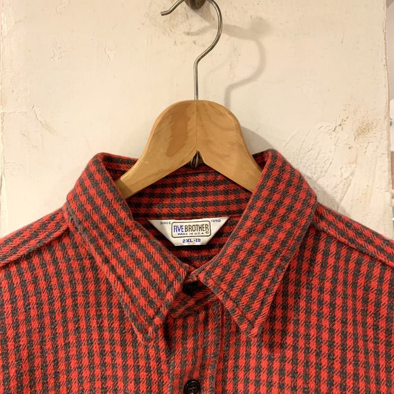 70〜80s FIVE BROTHER ネルシャツ ファイブブラザー 2XL 70〜80's USA