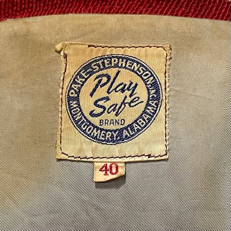50s~　Play Safe Brand Montgomery Alabama　VINTAGE AWARD JACKET　スタジャン　USA製　アワードジャケット　レザー　(S5738)