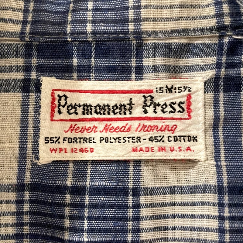 ヴィンテージシャツ ボックスシルエット チェック柄シャツ PERMANENT
