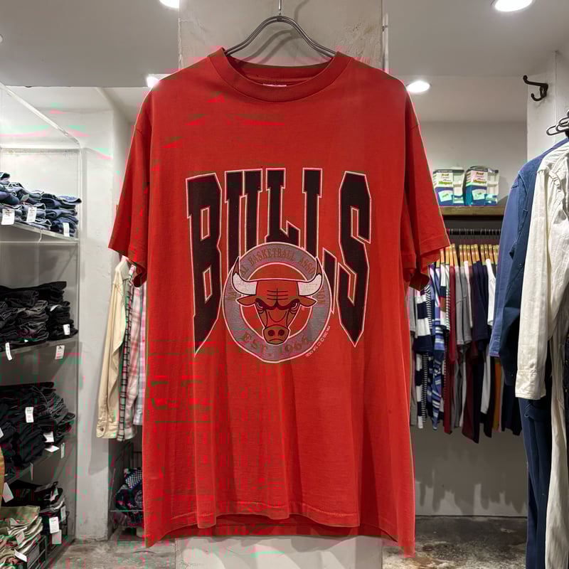 デッドストック★90sシカゴブルズ総柄プリントTシャツL★N20201 古着 90's LOGO ATHLETIC バスケ NBA シカゴブルズ CHICAGO