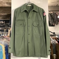 60s　US ARMY　ユーティリティシャツ　筒袖 2nd Type　1964年　アジャスター　ミリタリーシャツ　(S2558)