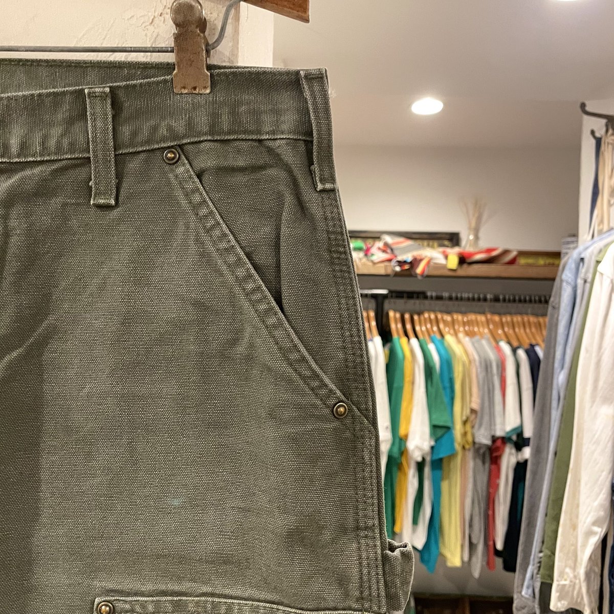 Carhartt ダック地 ペインターパンツ ダブルニー モスグリーン Carhartt ダック地 ペインターパンツ ダブルニー モスグリーン
