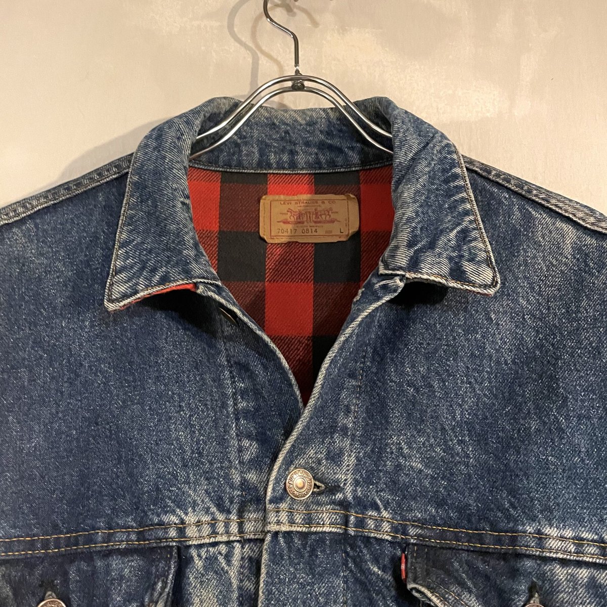 80s Levi's 70417-0814 デニムジャケット サイズL ネルライナー 80s Levi's 70417-0814 デニムジャケット サイズL ネルライナー