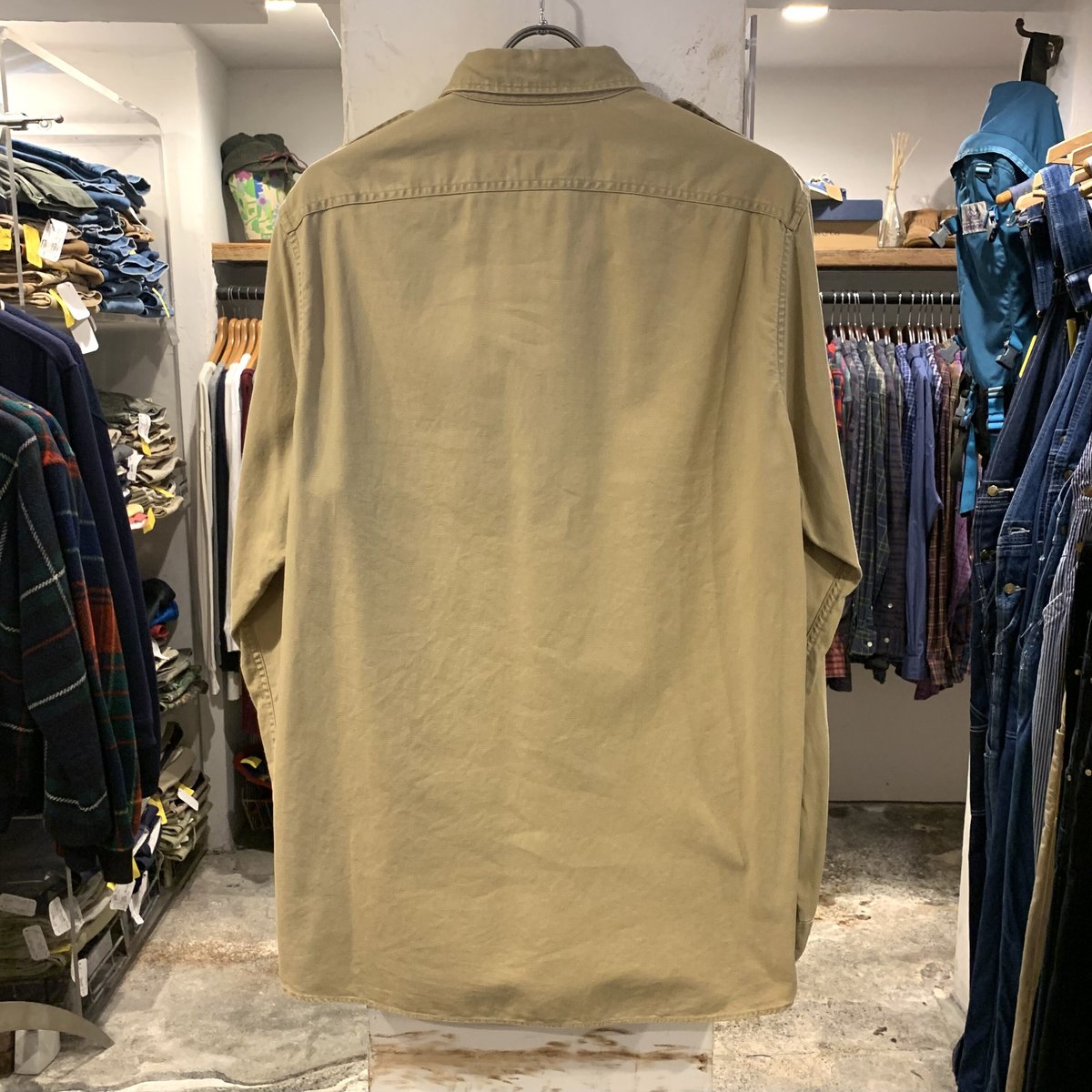 RRL / エポレット付サファリシャツ/長袖シャツ/L/コットン/CML RRL サファリシャツ ダブルアールエル ラルフローレン エポレット付き