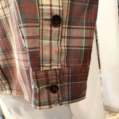RRL RALPH LAUREN　エポレット　コットンシャツ　チェック柄　マチ付き　ダブルアールエル　ラルフローレン　(S0748)
