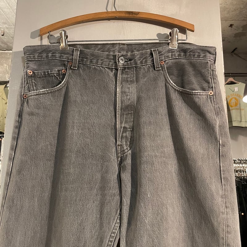 90s Levi's 501 先染めブラックデニム パンツ 36×28 USA製 カットオフデ