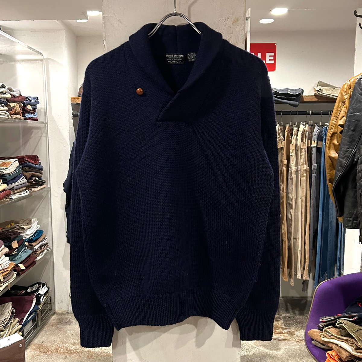 80s Brooks Brothers ショールカラーウールセーター ブルックス 80s Brooks Brothers ショールカラーウールセーター ブルックス