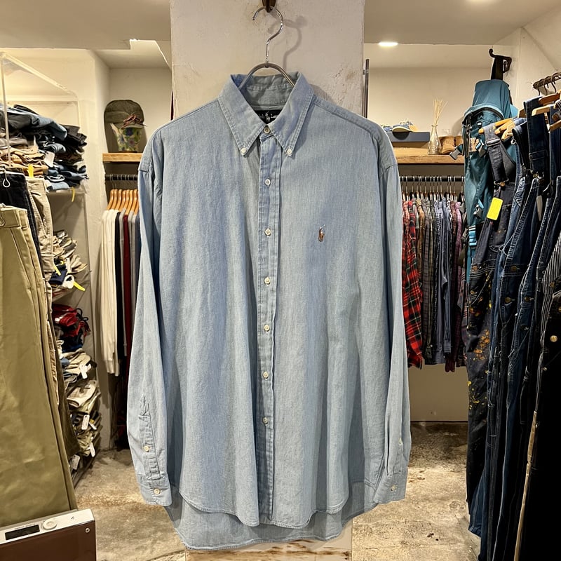 Ralph Lauren BLAIRE デニムBDシャツ M 90s ポニーロゴ Ralph Lauren