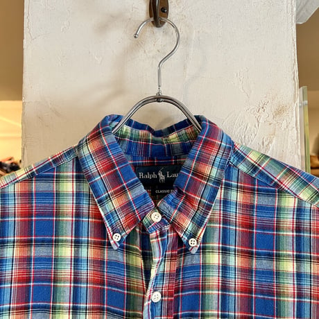 Ralph Lauren　 ボタンダウンシャツ　 CLASSIC FIT　 マドラスチェック柄　(S2665)