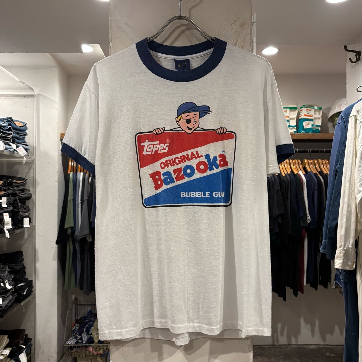 80s BOWL BASH フットボール レアリンガーT M.Drucker 80s S/S リンガー Tシャツ topps Bazooka USA製 Size L相当 B