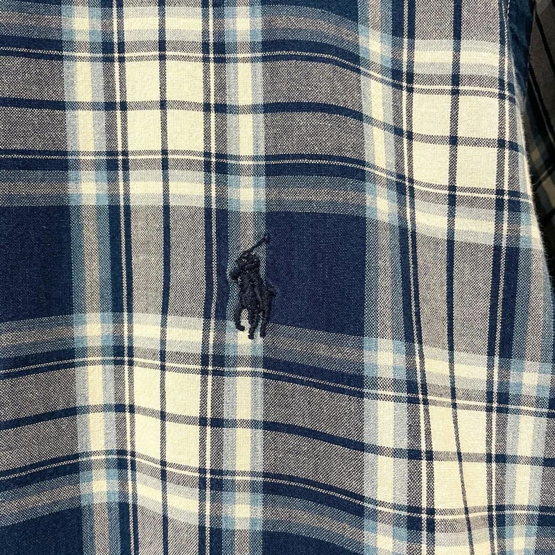 RALPH LAUREN INDIGO OXFORD ボタンダウン チェック柄 コットンシャツ