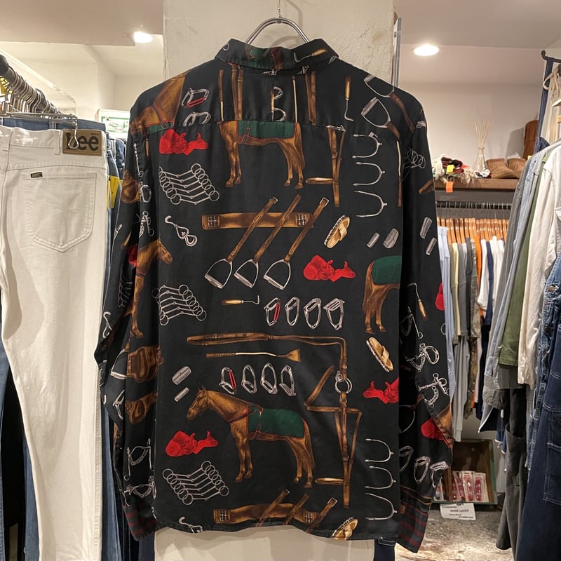 ラルフローレン総柄シャツ クリックポスト198円も可】(VTG/USED) '90s Polo Ralphlauren