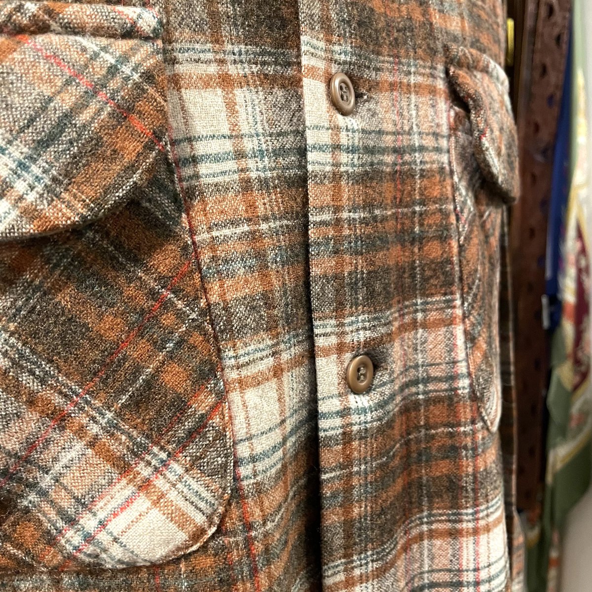 70s PENDLETON Vintage Wool Shirt オープンカラー ボックスシル