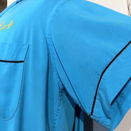 60s　Hilton　Vintage Bowling Shirt　ボウリングシャツ　チェーンステッチ刺繍　USA製　ヒルトン　(S2553)