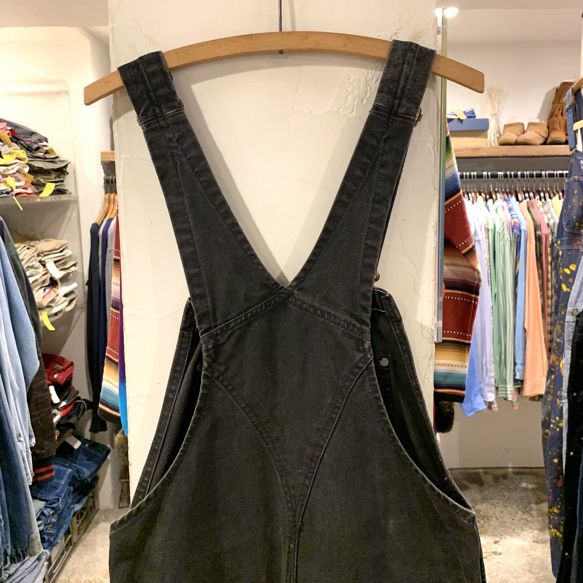 90s Carhartt ダック地 オーバーオール ダブルニー 黒