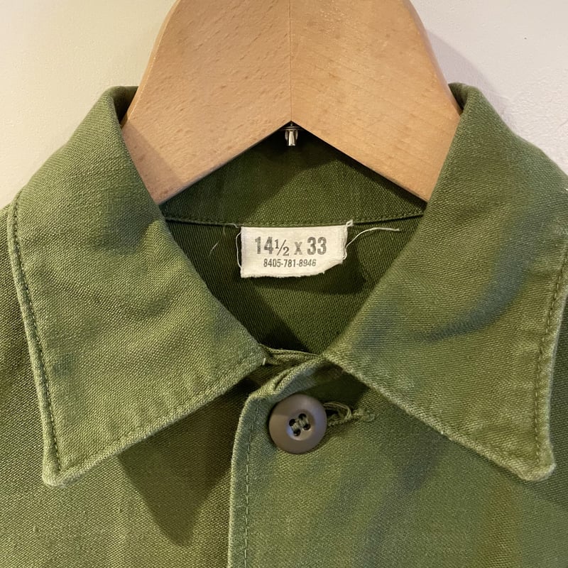 US ARMY 60s コットンサテン ユーティリティシャツ OG107 (S0365) |