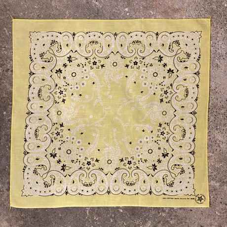 Bandana　ヴィンテージバンダナ　レモンイエロー　USA製　新品　(S0306)