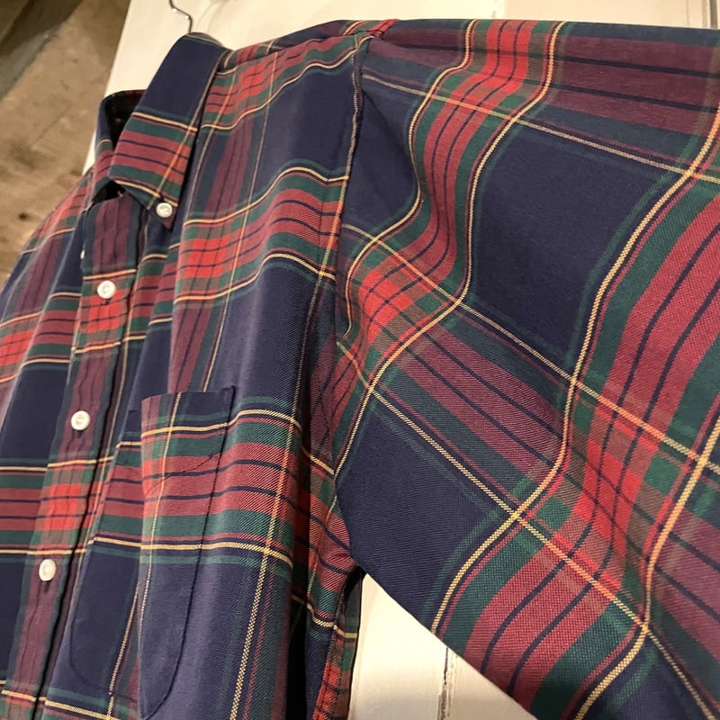 エルエルビーン 80s BD L/S チェックシャツ M USA製 青系 80s L.L.Bean L/S ボタンダウンシャツ チェック柄 USA製