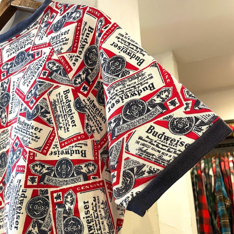 Budweiser 60s 総柄 ショートスリーブ スウェットシャツ 半袖