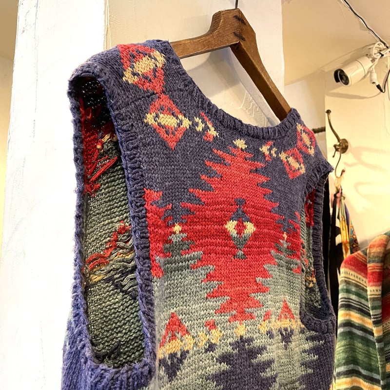 LAUREN RALPH LAUREN 90s ネイティブボーダー柄 ニットベスト ラルフロ