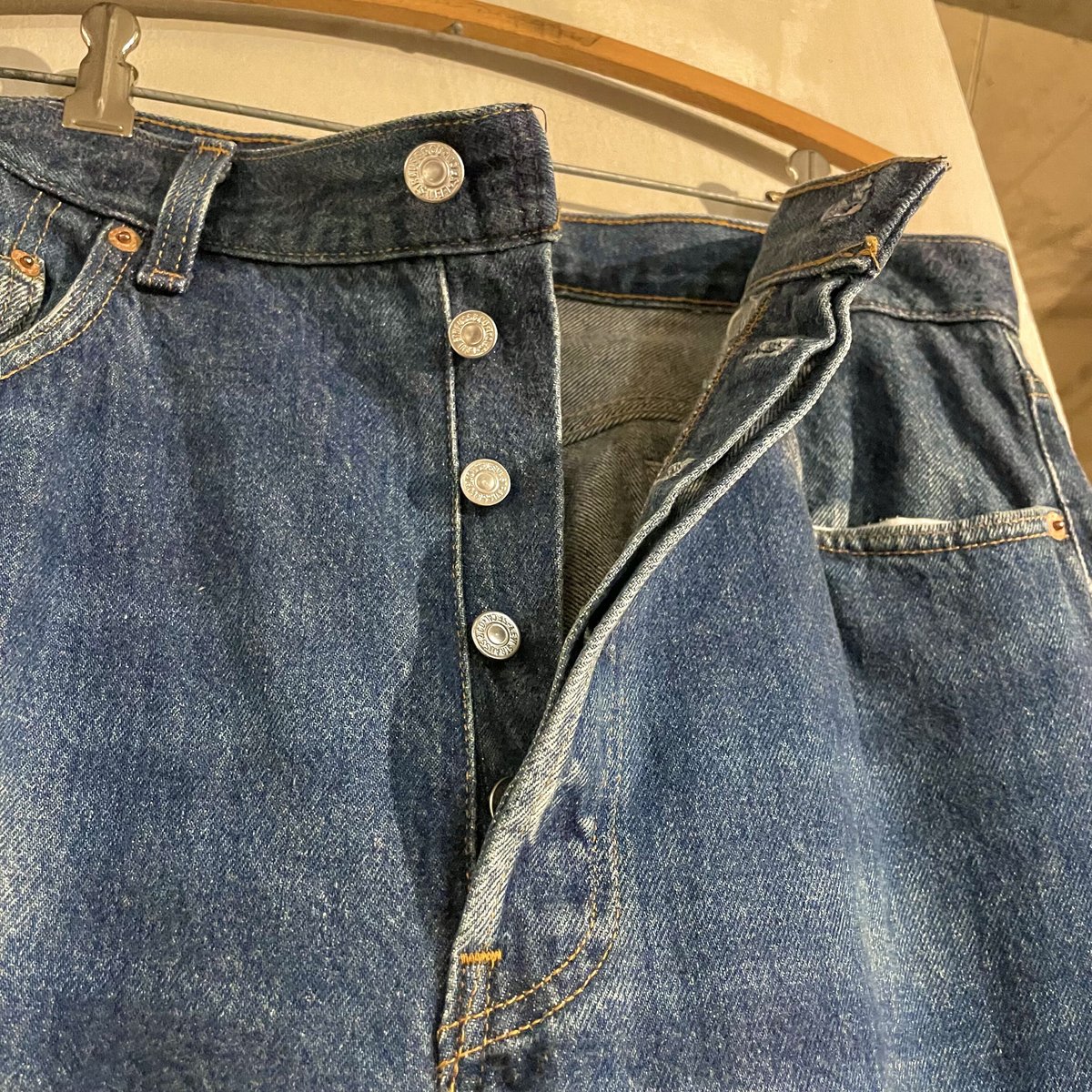 90s Levi's 501 デニムパンツ 35×31 USA製 ナイロンフットボタン 濃紺
