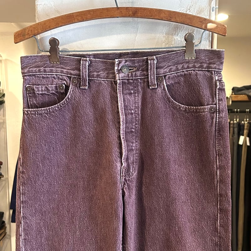 リメイク LEVI'S リーバイス 501 カラーデニム  大きめ ブラウン 紫 Levi's 501 USA製 W34×L34 リーバイス パープル カラー デニム 紫 染め