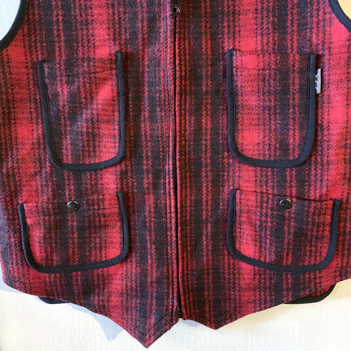 Woolrich ウールベスト DEAD STOCK シャドーチェック柄 バックベルト