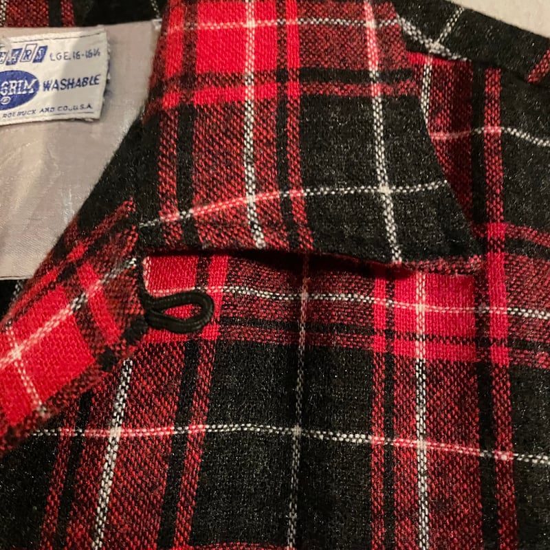 60s PILGRIM L/S VINTAGE WOOL SHIRT Size L オープンカ