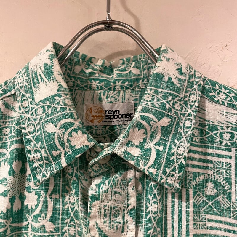 reyn spooner ハワイアンシャツ 乳首無しタグ 80s レインスプーナー