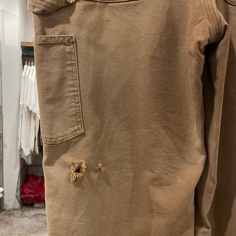 セール‼️Carhartt ダックペインターパンツ 裏地フランネル ペンキ飛び carharttカーハート ペンキ飛び&ダメージ ダブルニー ダック地
