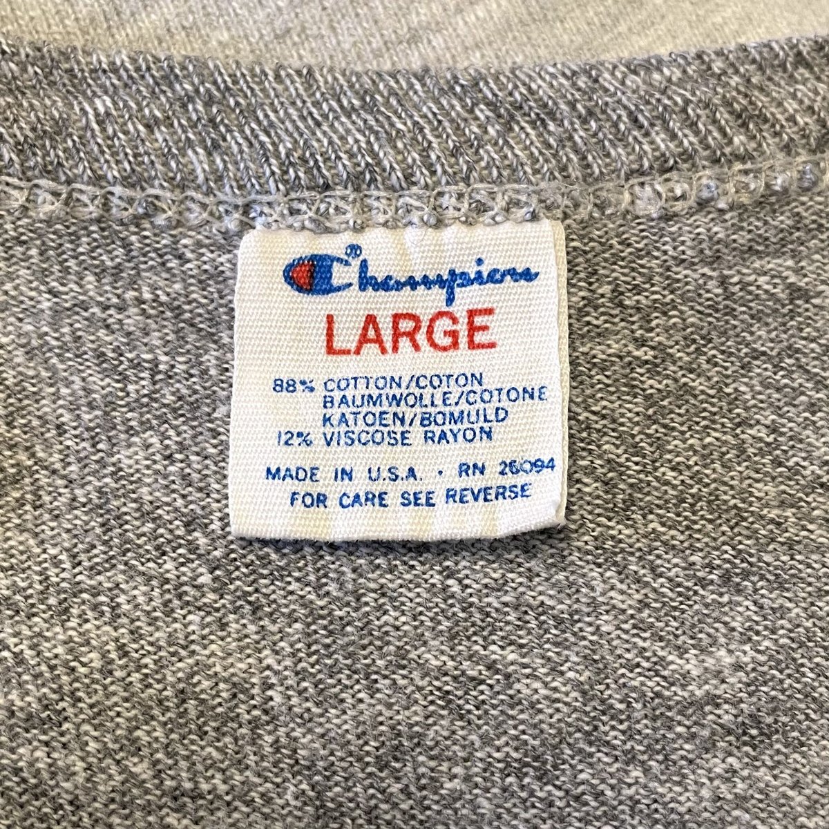 80s Champion S/S ヴィンテージTシャツ cotton 88% rayon 12 