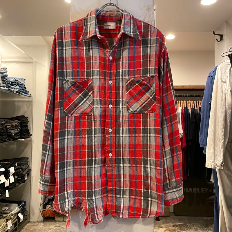 70s BIG MAC L/S ネルシャツ USA製 Size L コットンシャツ