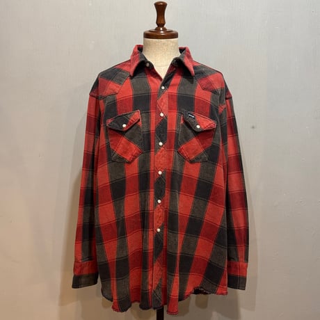 80s　Wrangler　L/S ウエスタンネルシャツ　Size 19　ラングラー　ウエスタンシャツ　(S5168)