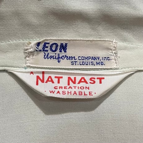 50s　NAT NAST　S/S VINTAGE BOWLING SHIRT　レーヨン　USA製　ミリタリー　ボウリングシャツ　スーベニア　USMC　(S5731)