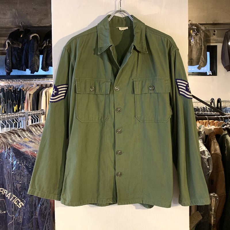 60s US ARMY ユーティリティシャツ 筒袖 OG107 COTTON SATTEN S