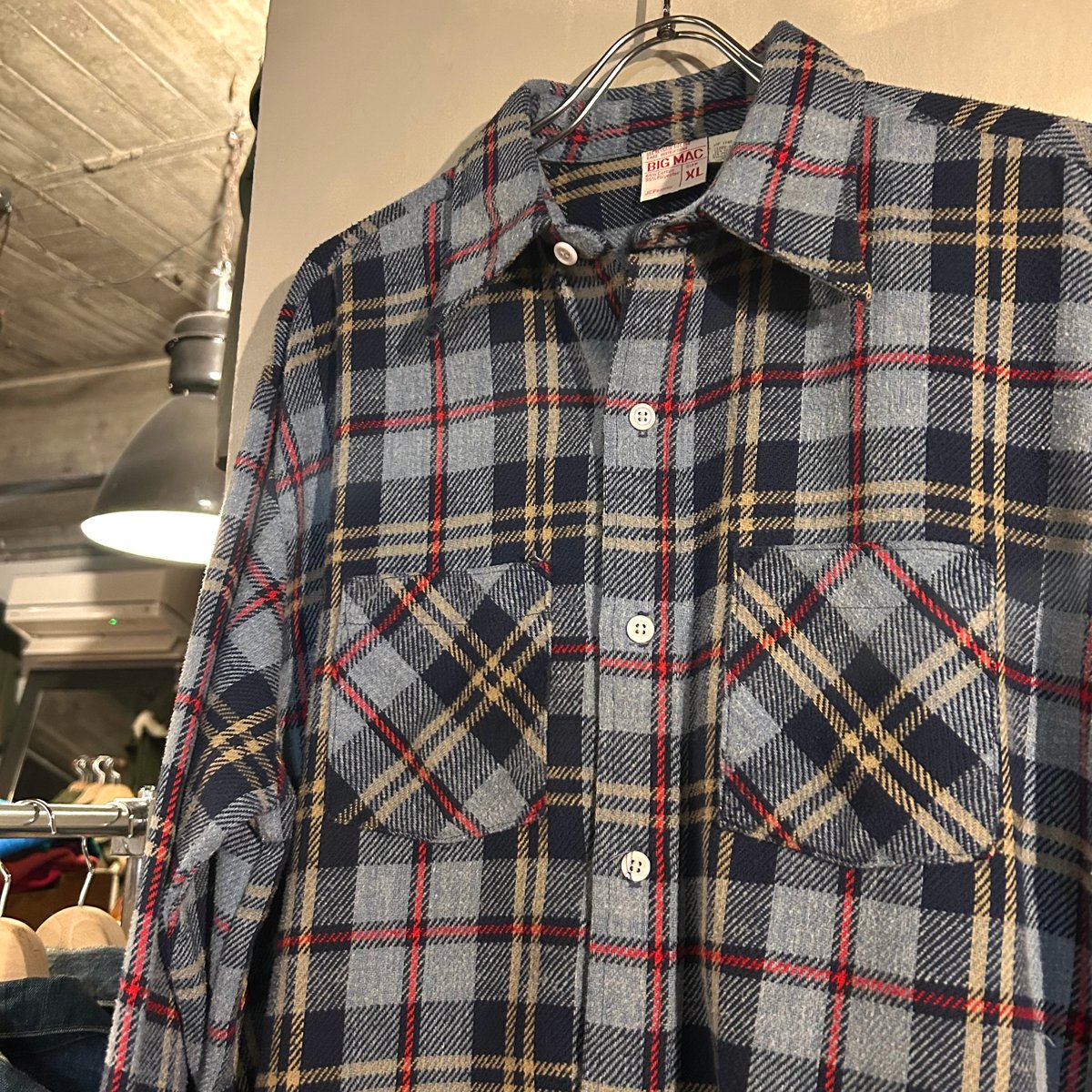 70s BIG MAC L/S ネルシャツ Size M 単色タグ ビッグマック