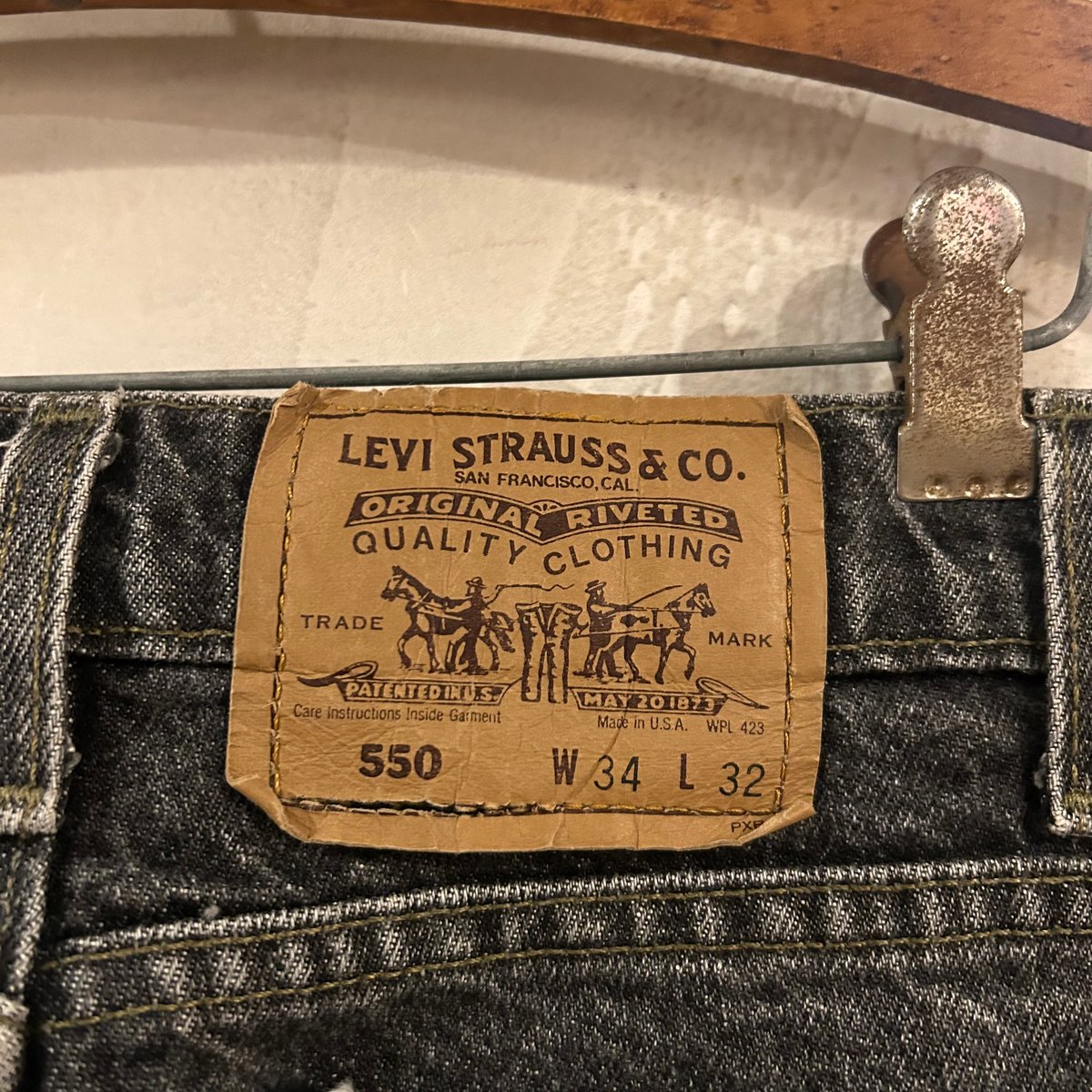 90s Levi's 550 0259 リーバイス ブラックデニムパンツ 33×31 先染め 