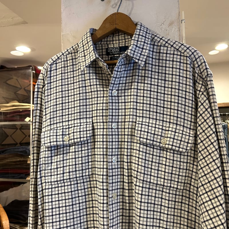 人気 90s ラルフローレン BENFORD ネルシャツ ブラック グレー XL 好配色 90s ラルフローレン BENFORD ネルシャツ ブラック グレー