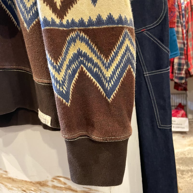 DENIM & SUPPLY ネイティブ柄 L/S スウェット ショールカラー