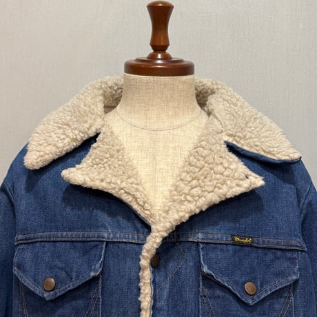 70s　Wrangler　WRANGE COAT　USA製　XL　ランチコート　デニムボアジャケット　ラングラー　(S5112)
