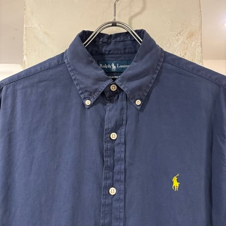 Ralph Lauren　CLASSIC FIT　L/Sボタンダウンシャツ　ラルフローレン　Size M　リネン×コットン　(S5500)