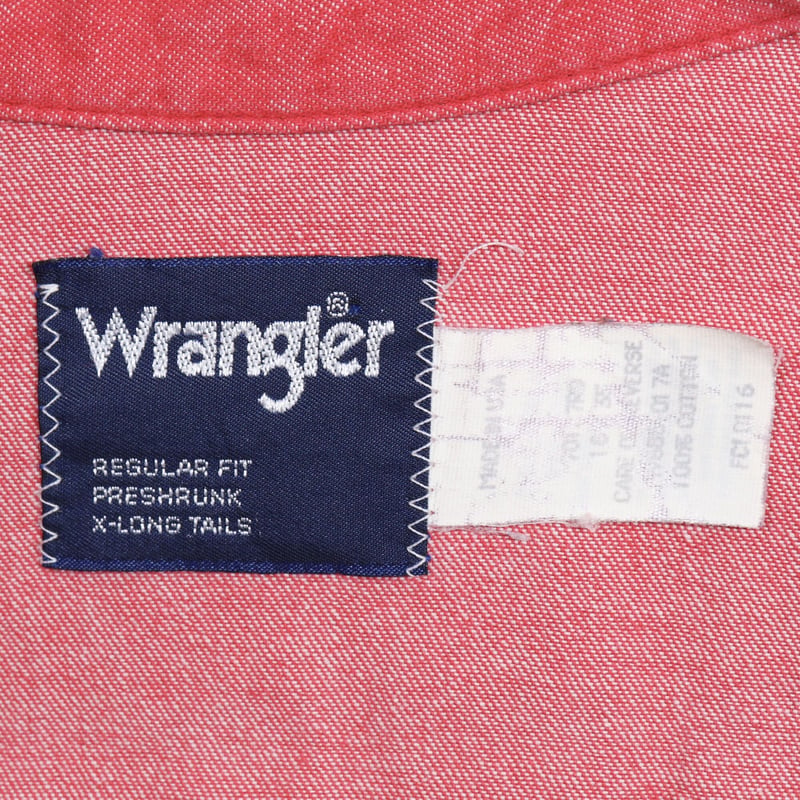 Wrangler 80s USA製 ヴィンテージ 赤系 デニムウエスタンシャツ