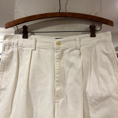 90s　Polo by Ralph Lauren　ツータックショーツ　W36　USA製　ラルフローレン　ハーフパンツ　ホワイト　(S5660)