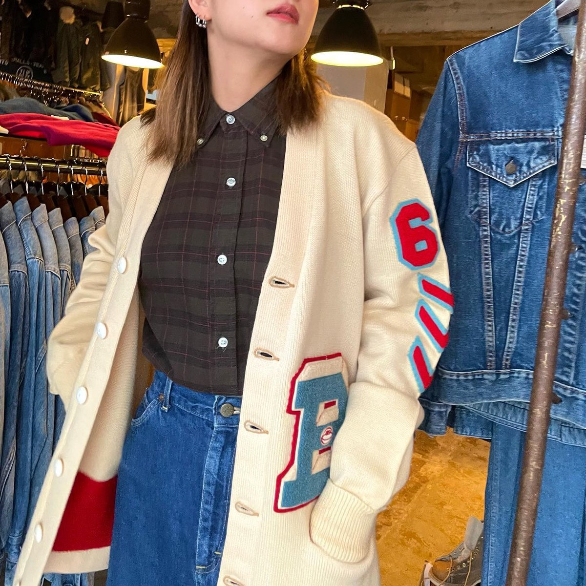 60s 70s Dehen - レタードカーディガン 60s Dehen Vintage Lettered Cardigan レタードカーディガン