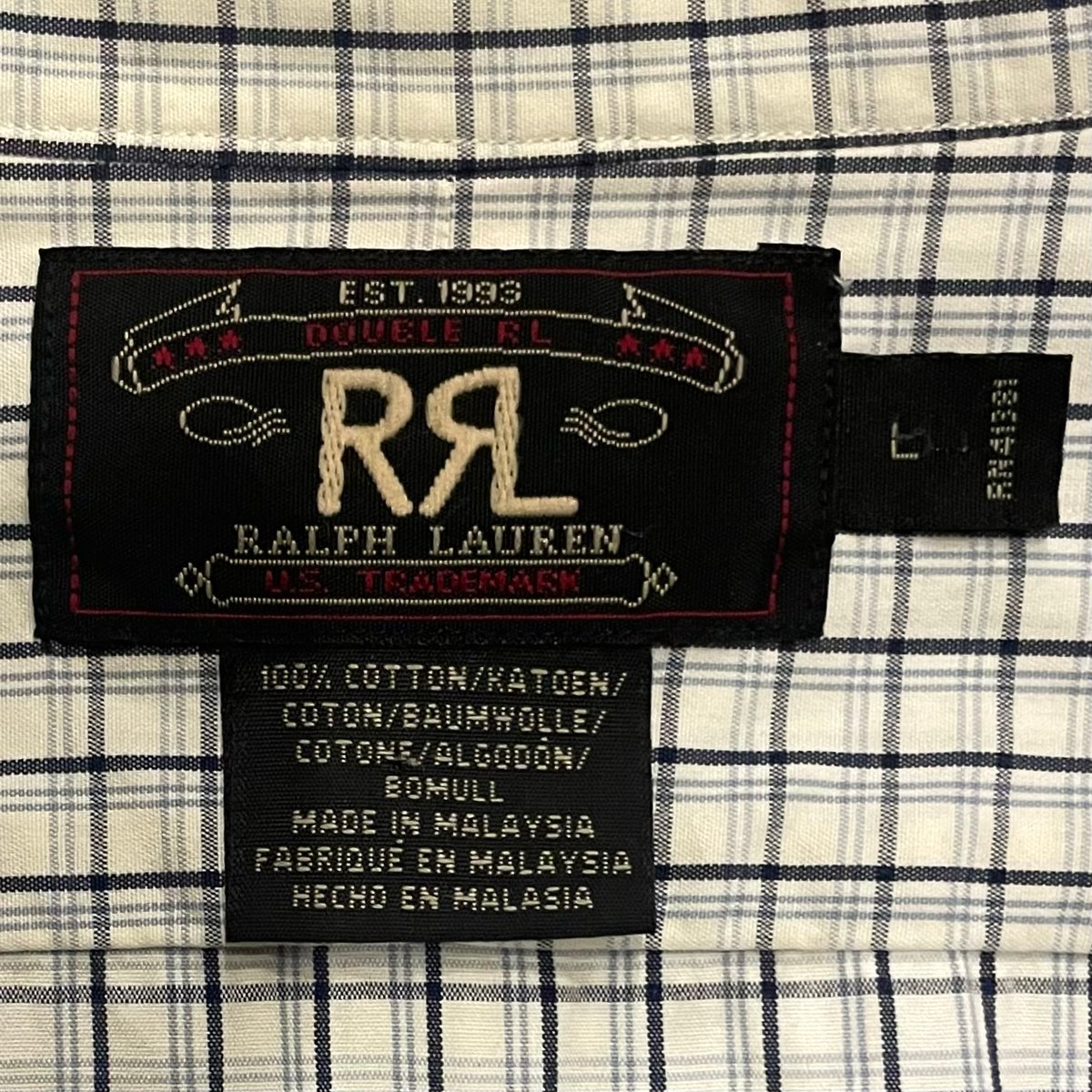 90s RRL RALPH LAUREN 90s L/Sシャツ 三つ星タグ Size L ダブ 90s RRL RALPH LAUREN 90s L/Sシャツ 三つ星タグ Size L ダブ